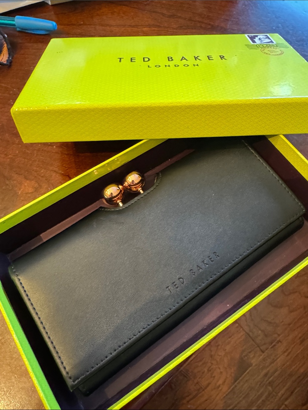 Ted Baker Black Women's Card Holder with Gold Kiss-Lock